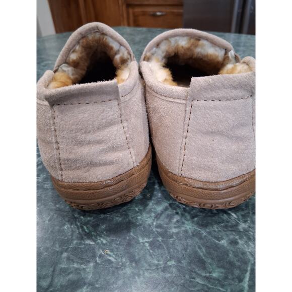 Old Friend Mens 8M 10W Romeo Sheepskin Suede Leather Slippers Brown Fur Lined
